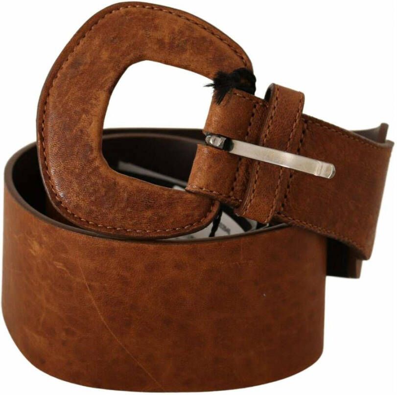 Costume National Elegante Bruine Leren Riem Mode Brown Unisex