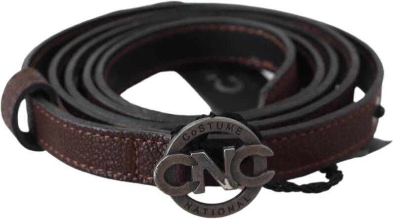 Costume National Elegante bruin leren riem met rustieke hardware Brown Dames