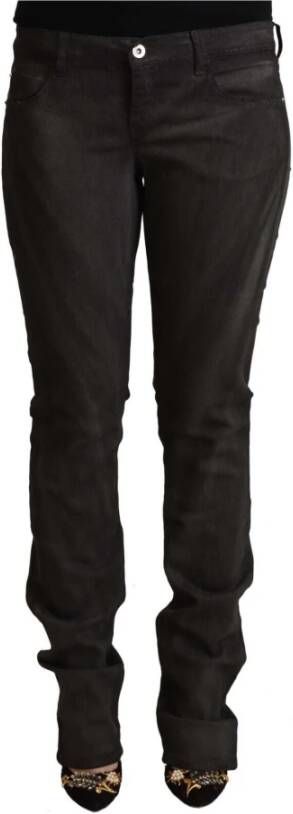 Costume National Black Cotton Mid Waist Skinny Pants Zwart Dames