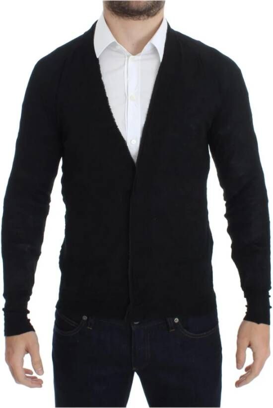 Costume National Elegante zwarte Merino wollen vest Black Heren