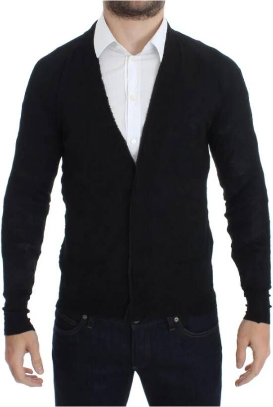 Costume National Black Fine Wool Button Cardigan Black Heren