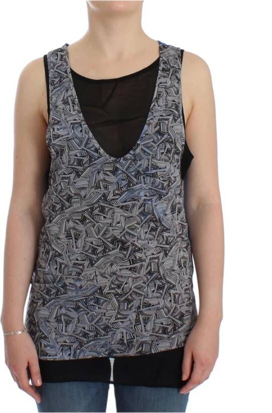 Costume National Mouwloos Logo T-shirt Black Dames
