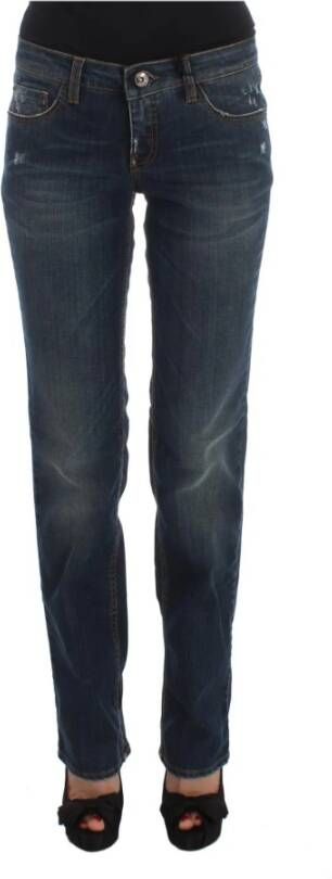 Costume National Blue Cotton Blend Bootcut Jeans Blauw Dames