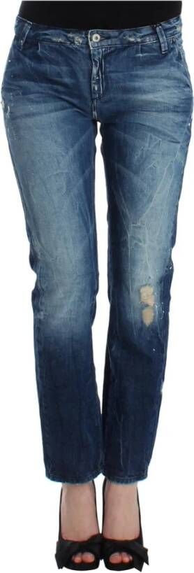 Costume National Blue distressed boyfriend jeans Blauw Dames