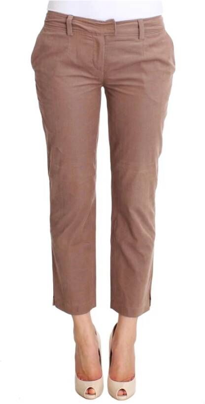 Costume National Brown Cropped Corduroys Pants Bruin Dames
