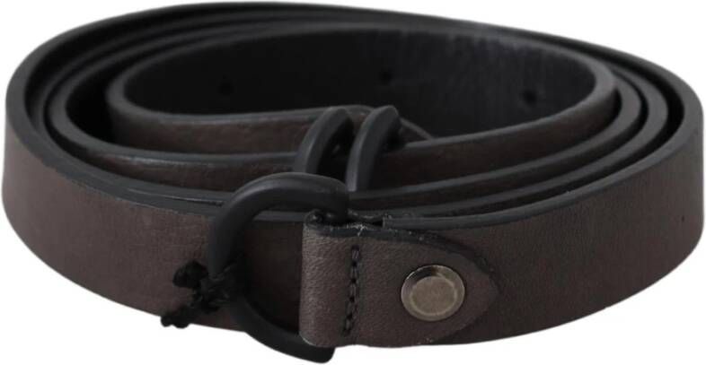 Costume National Brown Leather Black Buckle Belt Bruin Heren