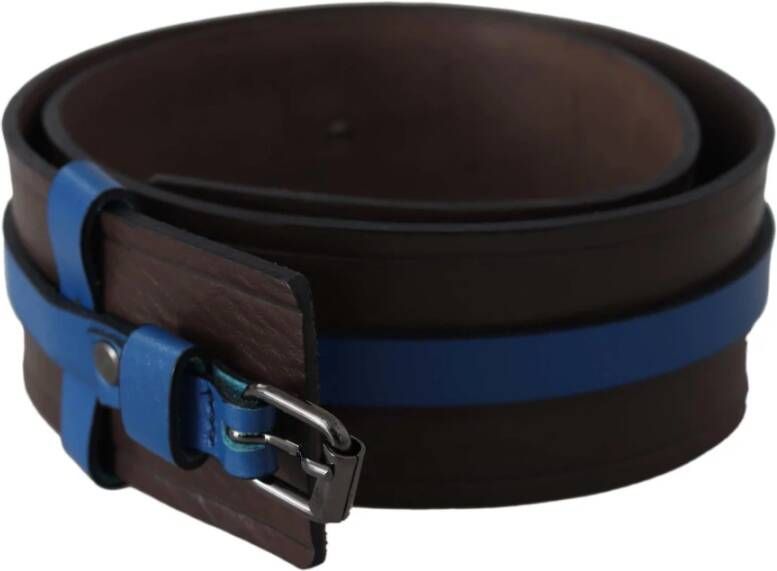 Costume National Brown Thin Blue Line Leather Buckle Belt Bruin Unisex
