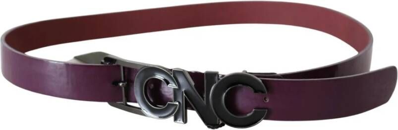 Costume National Blauw Leren Logo Skinny Mode Riem Blue Dames