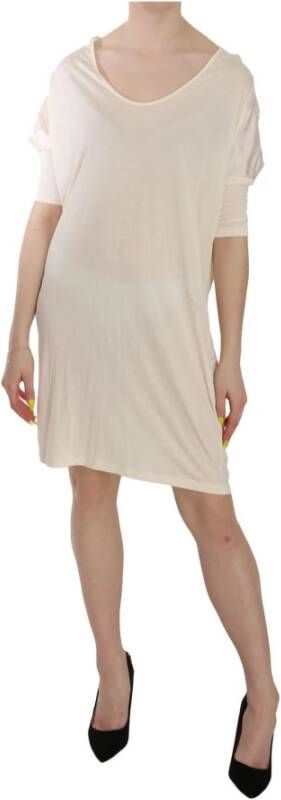 Costume National Elegante crèmekleurige A-lijn jurk met elleboogmouwen Beige Dames