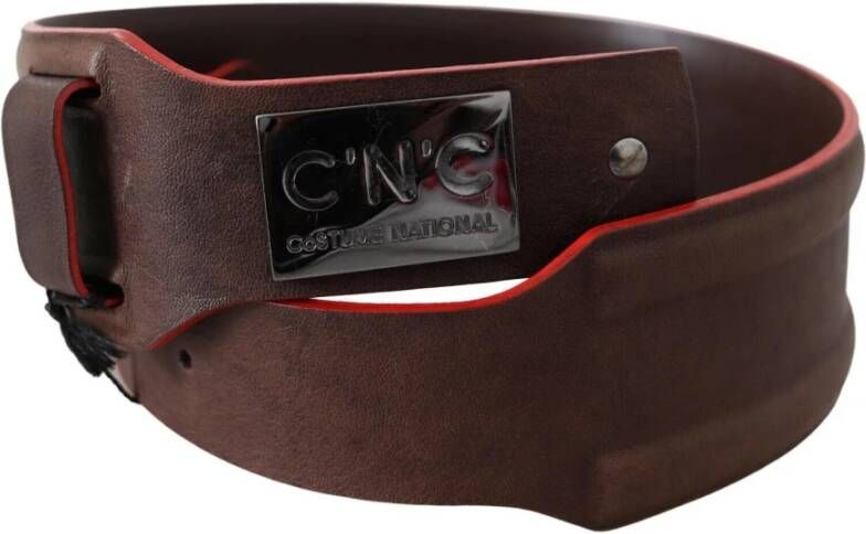 Costume National Dark Brown Genuine Leather Belt Bruin Unisex