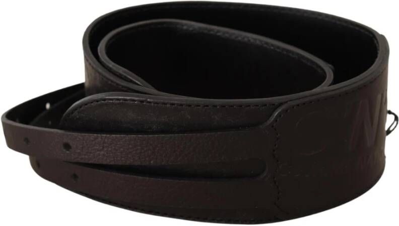 Costume National Dark Brown Leather Double Buckle Belt Bruin Dames