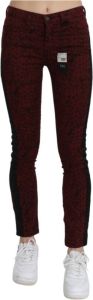 Costume National Dark Red Mid Waist Slim Fit Cotton Jeans Rood Dames