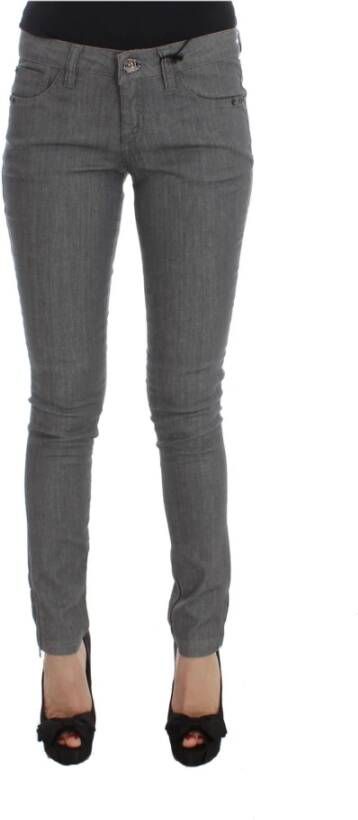 Costume National Gray Cotton Blend Slim Fit Jeans Grijs Dames