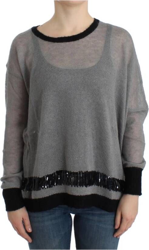 Costume National Gray embellished asymmetric sweater Grijs Dames