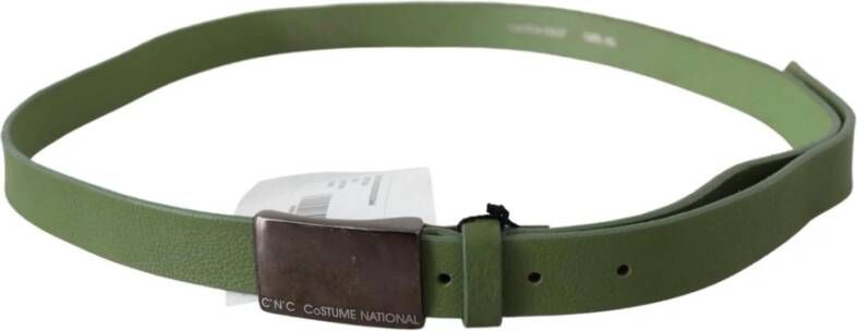 Costume National Green Leather Silver Buckle Waist Men Belt Groen Unisex