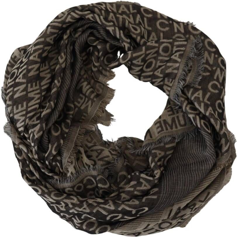 Costume National Grijze Logo Gebreide Nek Wrap Shawl Sjaal Multicolor Dames