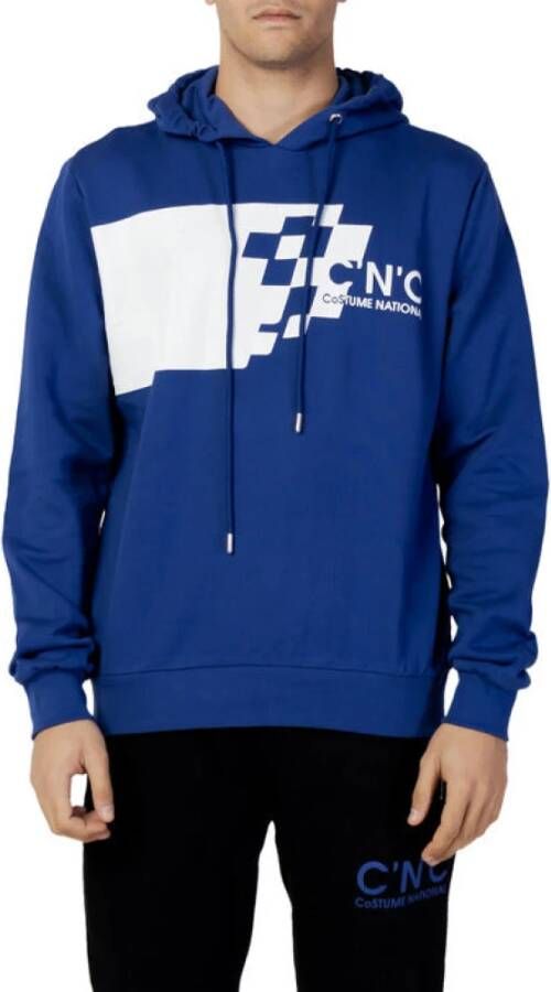 Costume National Heren Blauwe Print Hoodie Blue Heren
