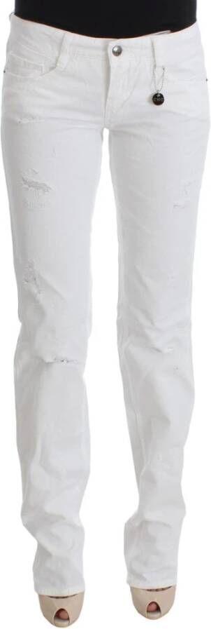 Costume National Katoen slank fit denim bootcut jeans White Dames