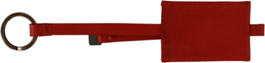 Costume National Elegante Leren en Metalen Sleutelhanger Red Unisex