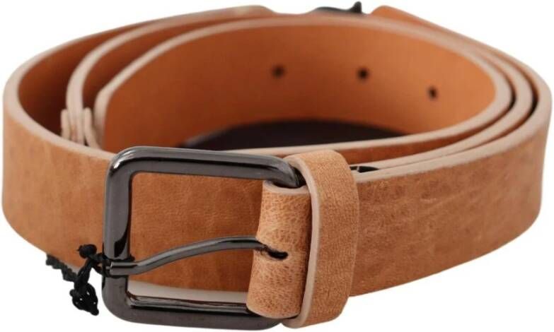 Costume National Light Brown Genuine Leather Belt Bruin Unisex