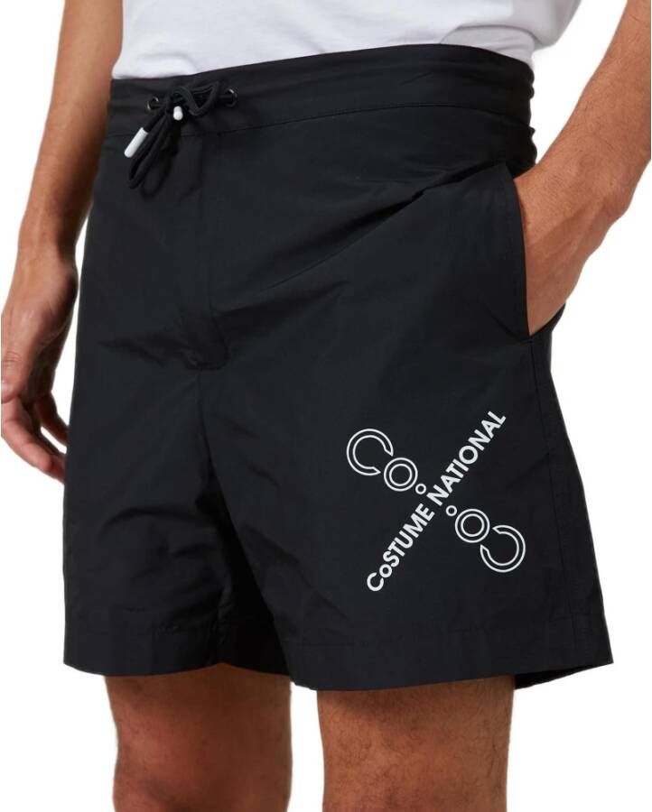 Costume National Heren Zwemkleding Zwart Print Black Heren