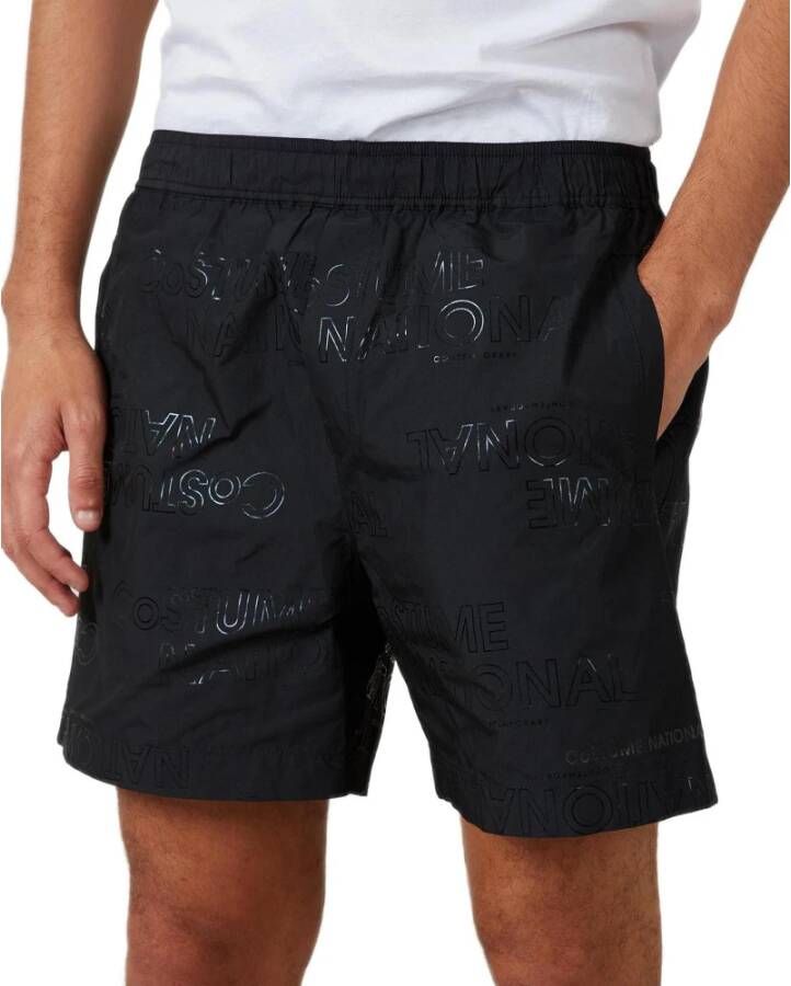 Costume National Zwarte polyester shorts voor heren Black Heren