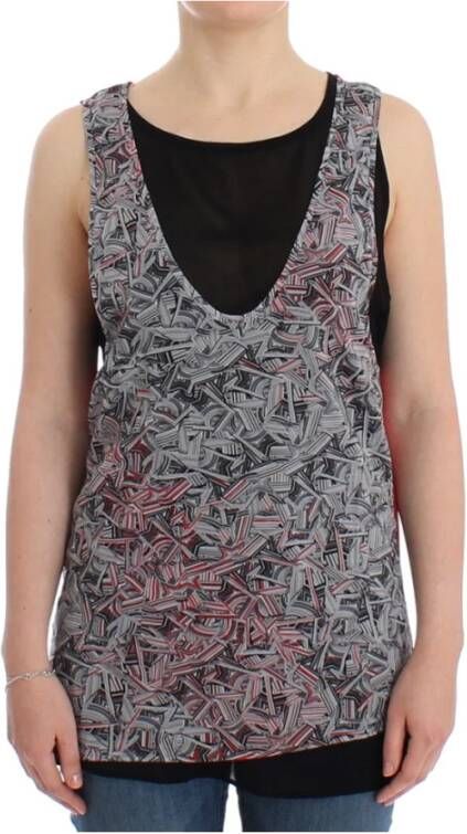 Costume National Elegante mouwloze top in zwart en rood Multicolor Dames