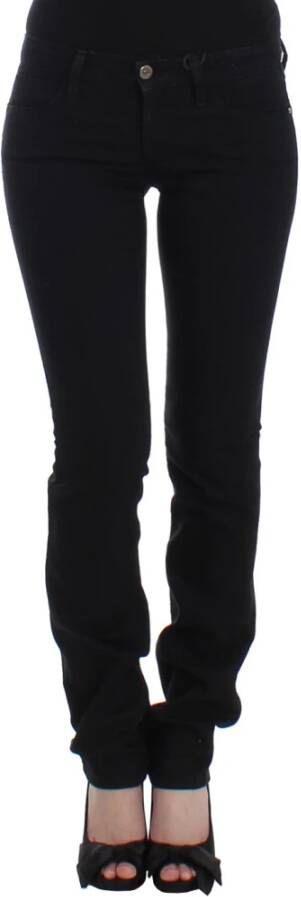 Costume National Zwarte Straight Leg Jeans met Logo Details Black Dames