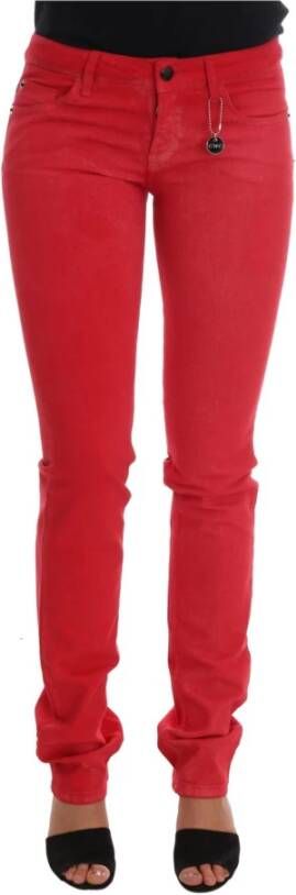 Costume National Red Cotton Stretch Slim Jeans Rood Dames