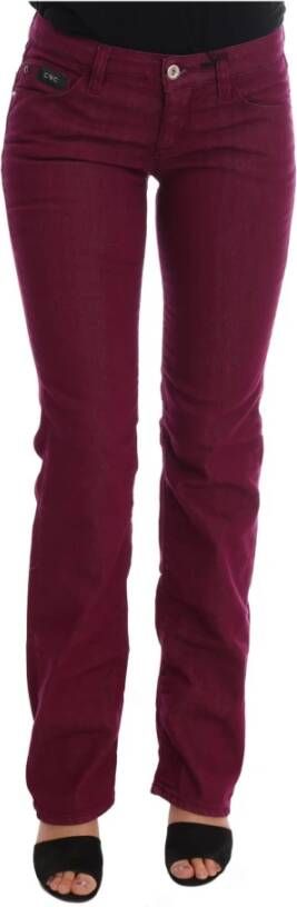 Costume National Red Wash Cotton Stretch Denim Jeans Rood