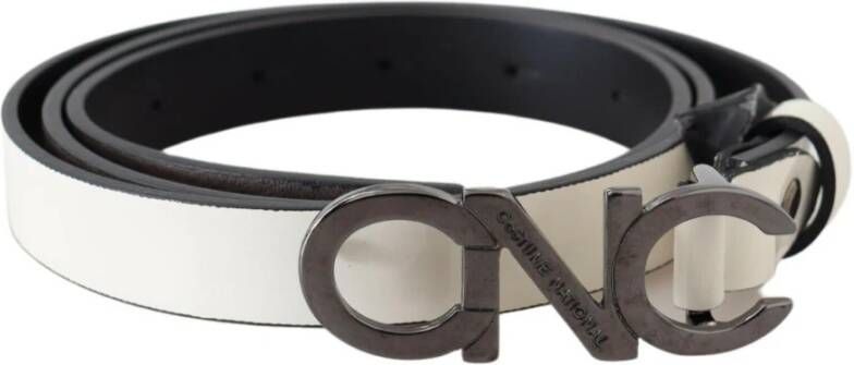 Costume National Italiaanse leren metallic grijze modegordel White Dames