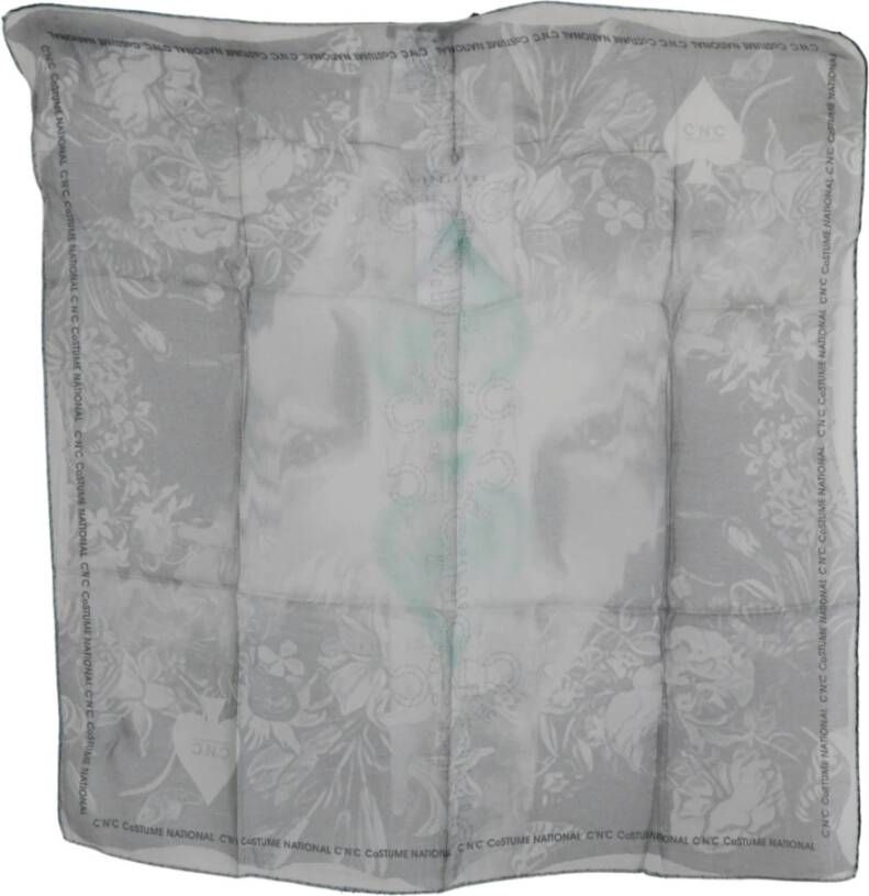 Costume National Silk Shawl Foulard Wrap Scarf Grijs Dames