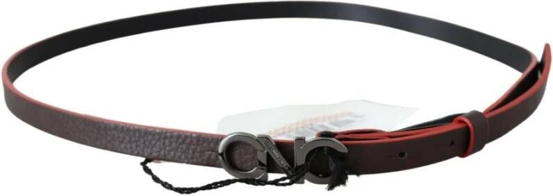 Costume National Italiaanse leren riem in kastanjebruin & zwart Black Heren