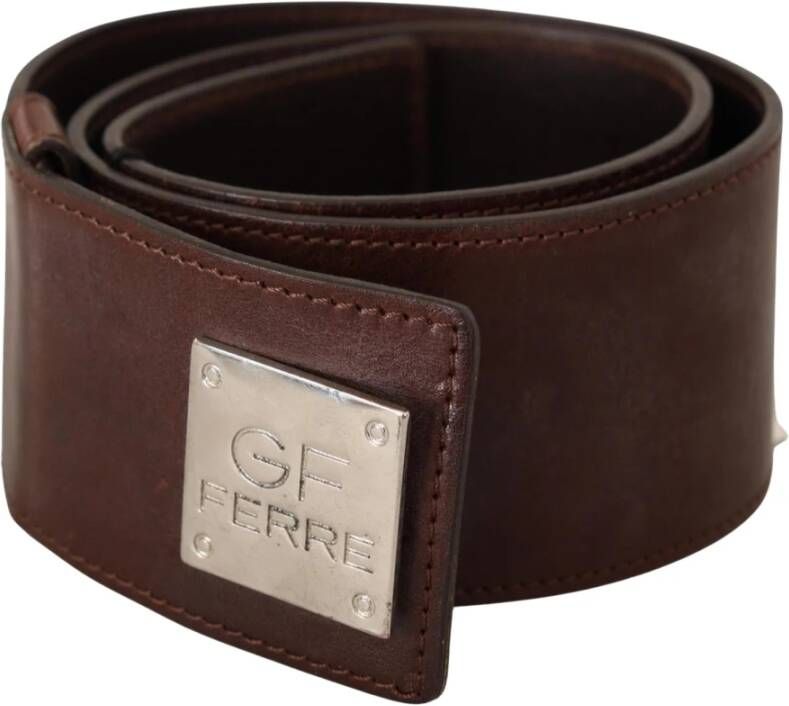 Costume National Stijlvolle Leren Riem met Zilveren Gesp Brown Heren