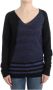 Costume National Gestreepte V-hals Trui in Zwart Black Dames - Thumbnail 1