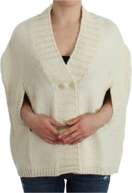 Costume National Elegante witte cape cardigan trui Beige Dames