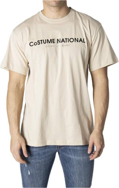 Costume National Beige Print Korte Mouw T-shirt Beige Heren