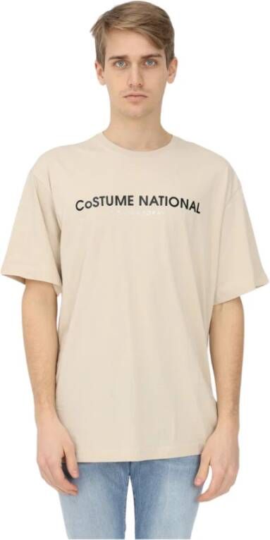 Costume National T-shirt con logo Beige Heren