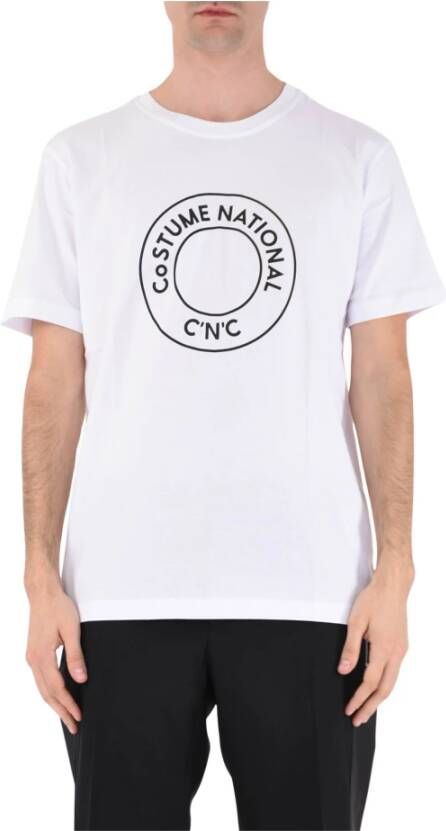 Costume National T-shirt met katoenlogo Wit Heren