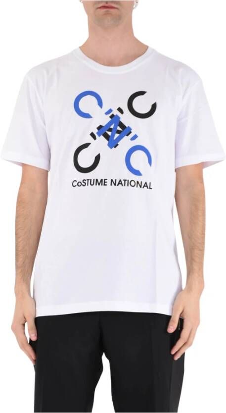 Costume National T-shirt met katoenlogo Wit Heren
