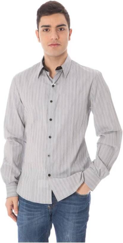 Costume National Elegante Italiaanse witte overhemd met kraag Gray Heren