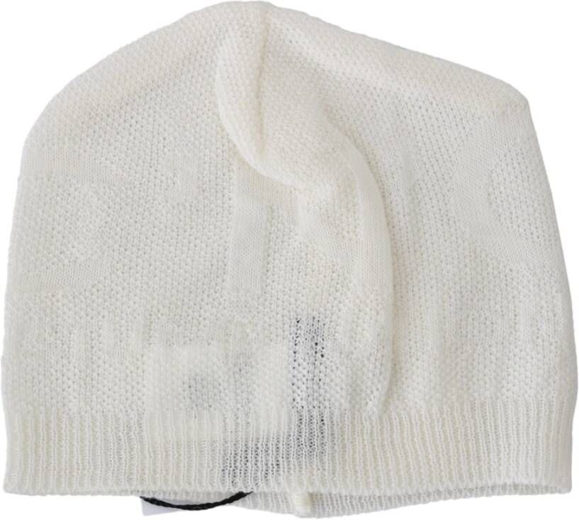 Costume National Witte Beanie Hoed Logo Details Italië White Heren