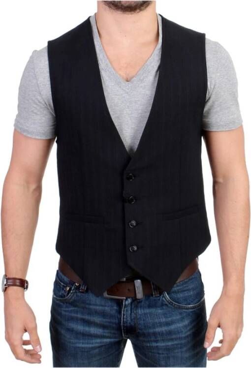 Costume National Elegante Gestreepte Casual Vest Black Heren