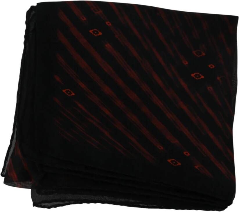 Costume National Luxe Zijden Bandana Hoed Zwart Oranje Black Dames