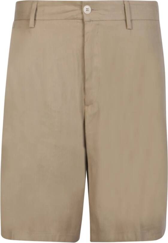 Costumein Beige Geplooide Shorts voor Heren Beige Heren