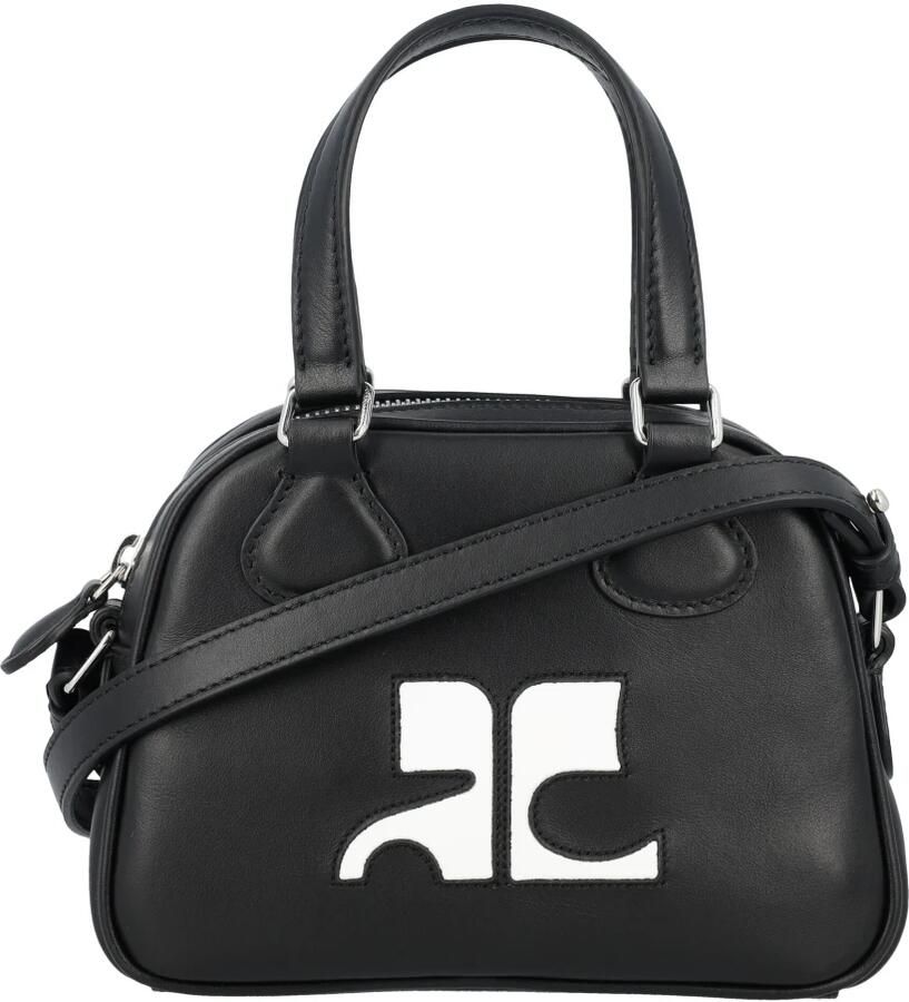 Courrèges Zwarte Mini Bowlingtas met AC Monogram Black Dames