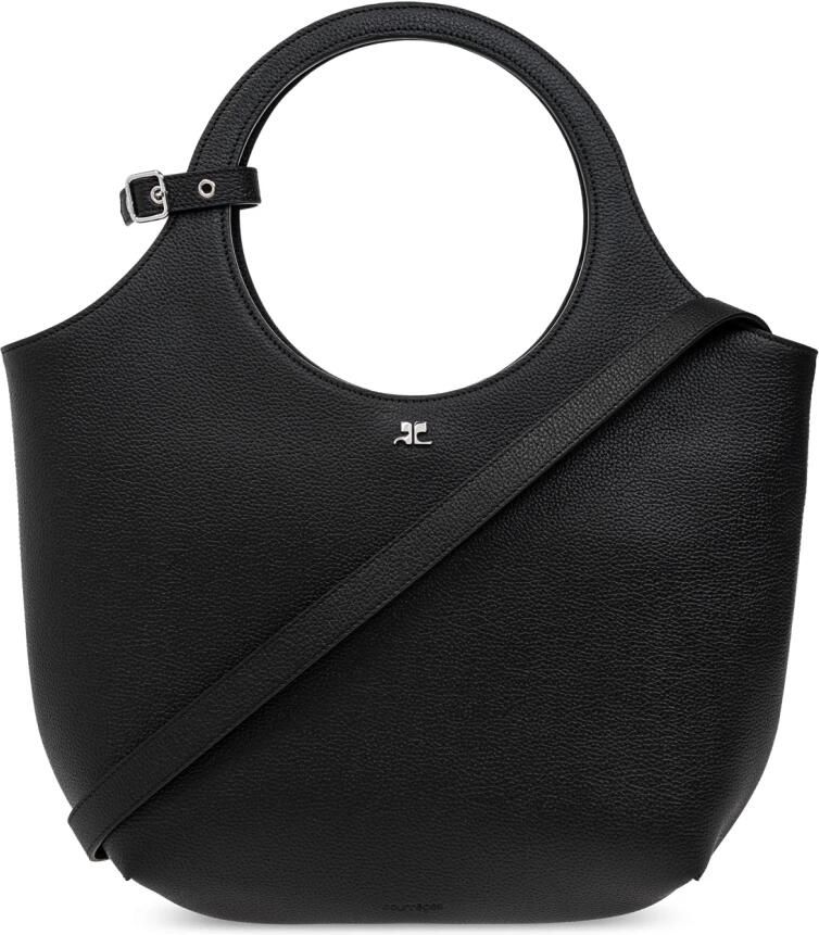 Courrèges Hobo bags Medium Holy Shoulder Bag Leather Black in zwart
