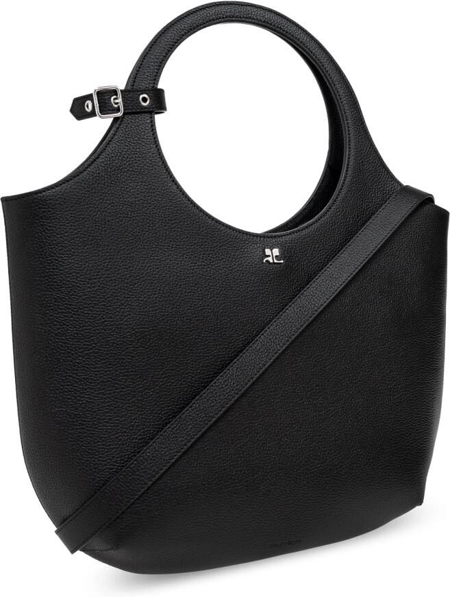 Courrèges Hobo bags Medium Holy Shoulder Bag Leather Black in zwart - Foto 3