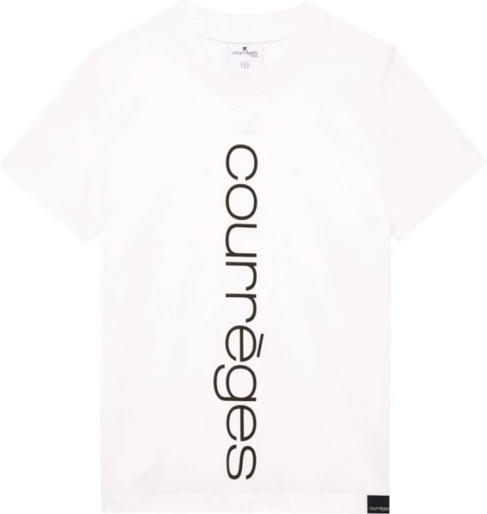 Courrèges Geborduurde Logo T-shirts en Polos White Dames