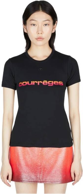 Courrèges Katoenen Sunset Bumpy T-Shirt Zwart Dames